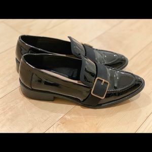 Zara black and gold loafers